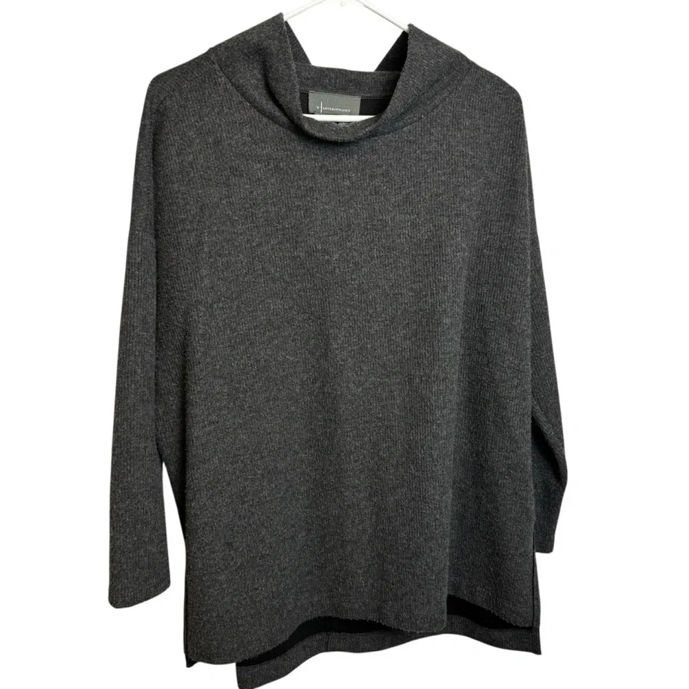 by Anthropologie pullover charcoal grey neutral mock neck sweater size Small